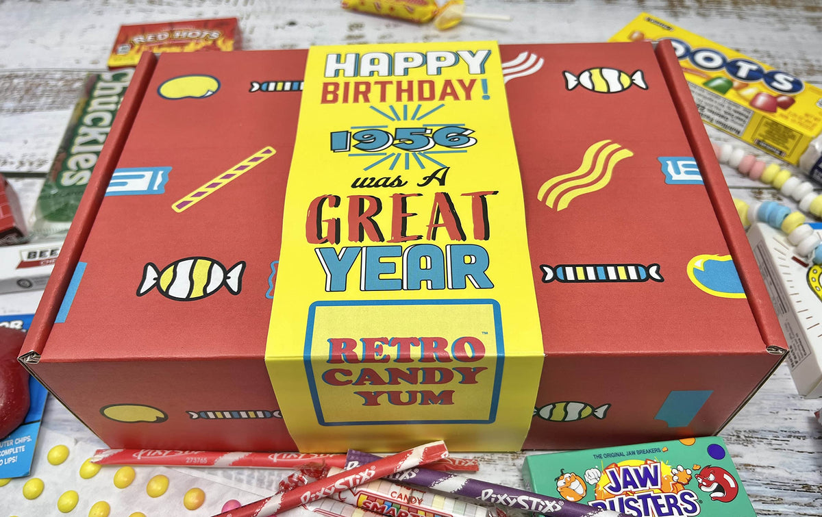 RETRO CANDY YUM ~ 1956 70th Birthday Gift Box – Nostalgic Childhood Candy
