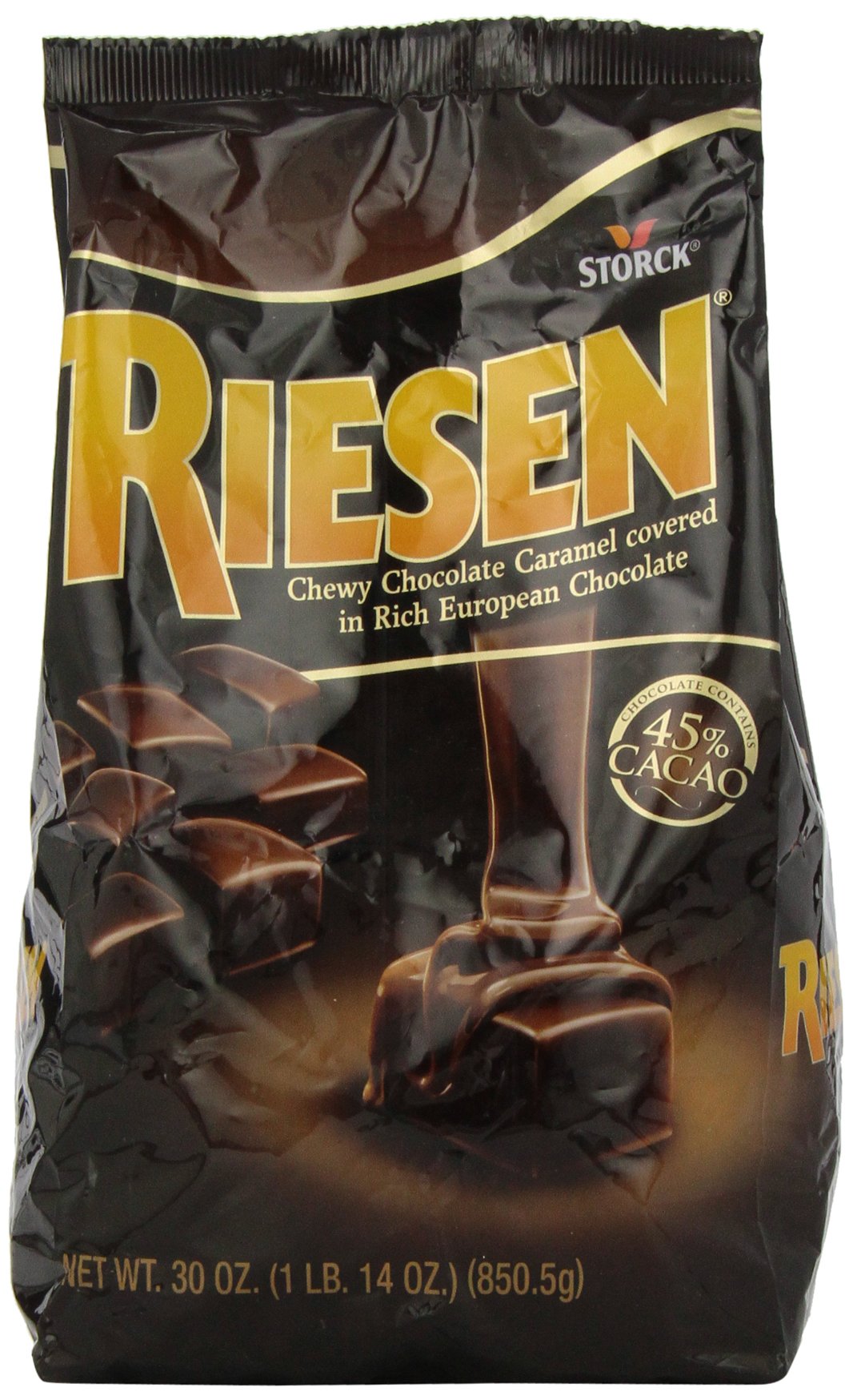 RIESEN Chewy Dark Chocolate Caramel Candy — 3 x 30oz Bags, Individually Wrapped