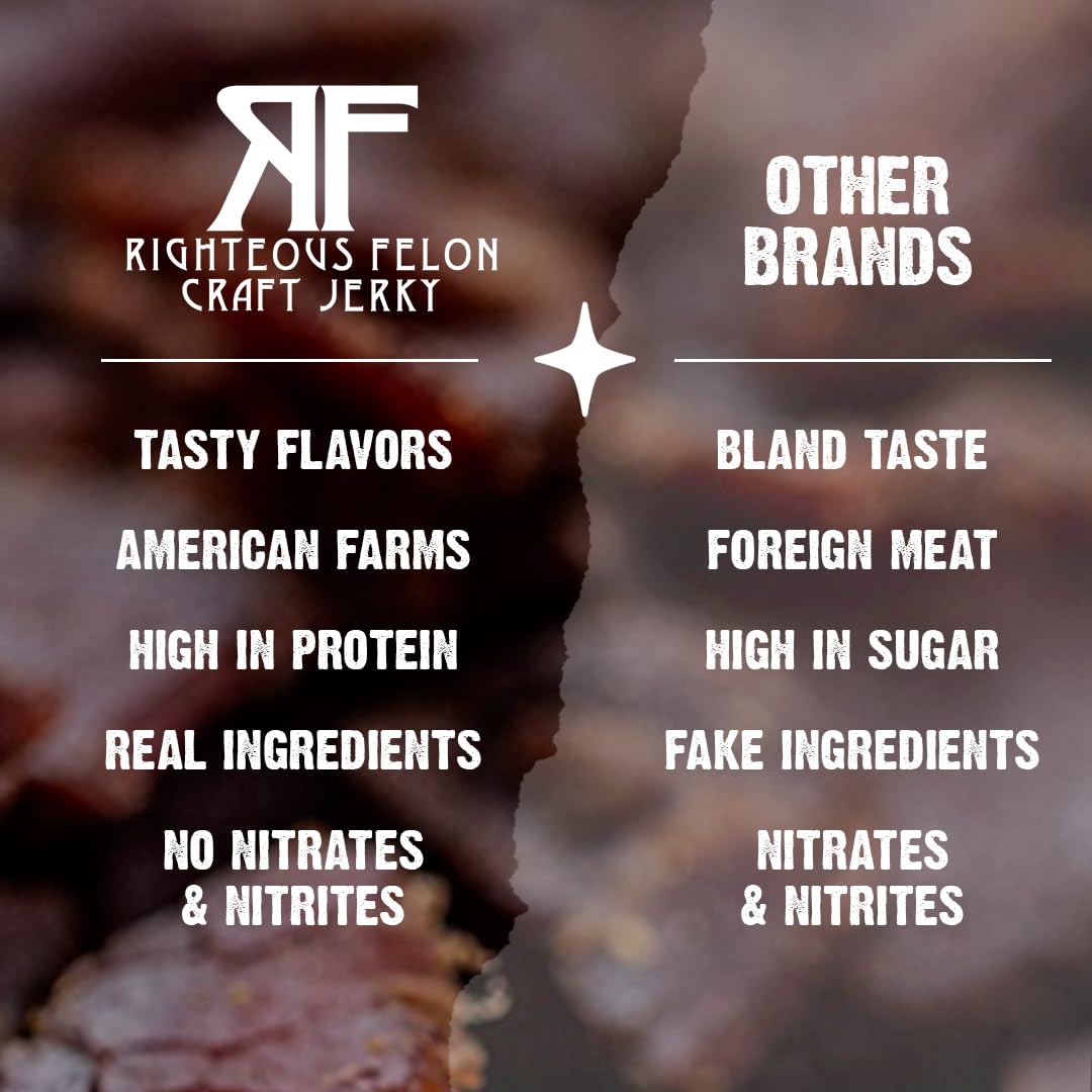 Righteous Felon Variety Meat Sticks | 100% Grass-Fed Beef, Turkey & Pork | 10-Count High-Protein Snack Pack