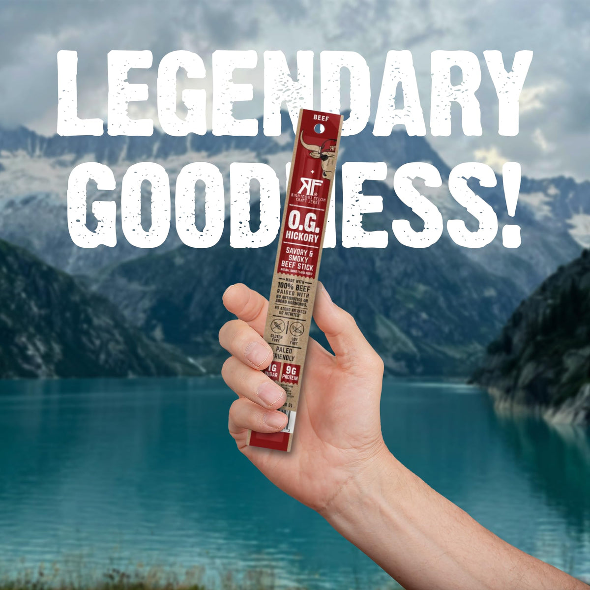Righteous Felon Meat Sticks – 9g Protein/Stick, 100% Grass-Fed Beef, Keto & Gluten-Free, OG Hickory