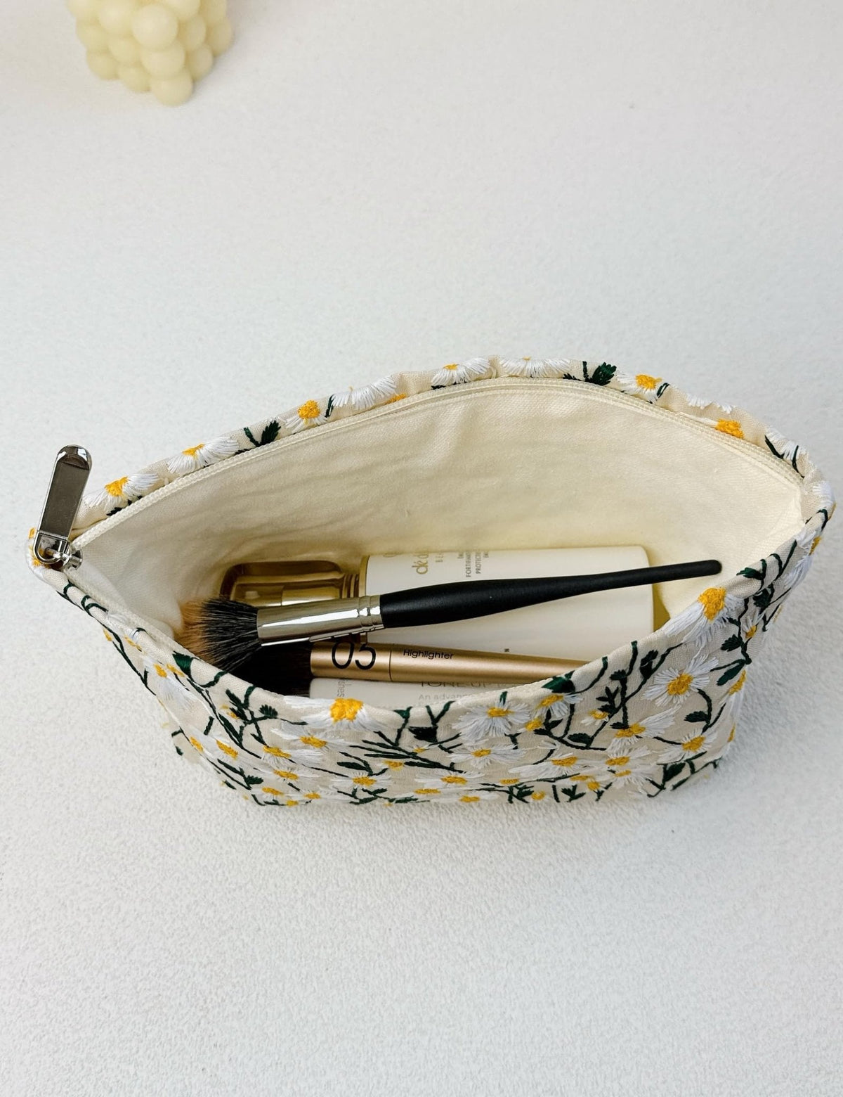 RIKMOXR 2 Pcs Makeup Bags, Large Cosmetic Bag Travel Toiletry Bag Organizer for Women, Embroidery Craft, Floral Makeup Bag Small Cosmetic Pouch Purse with Zipper Gifts for Girls Teen