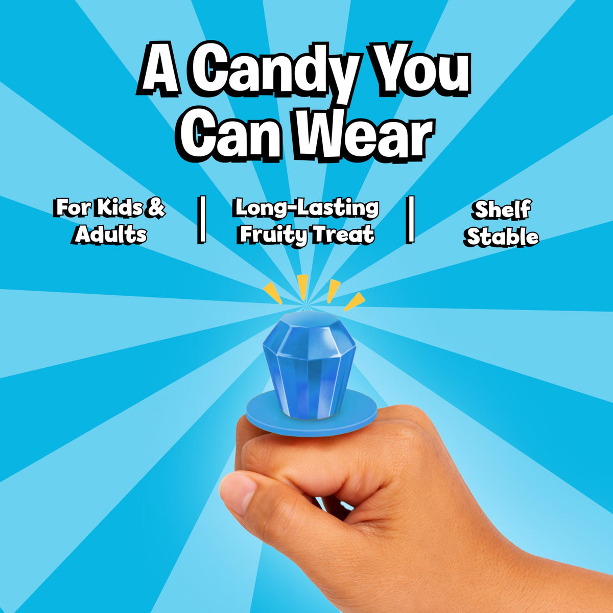 Ring Pop Colorfest Blue Raspberry Lollipops – 70 Count Bulk Wearable Candy Gems