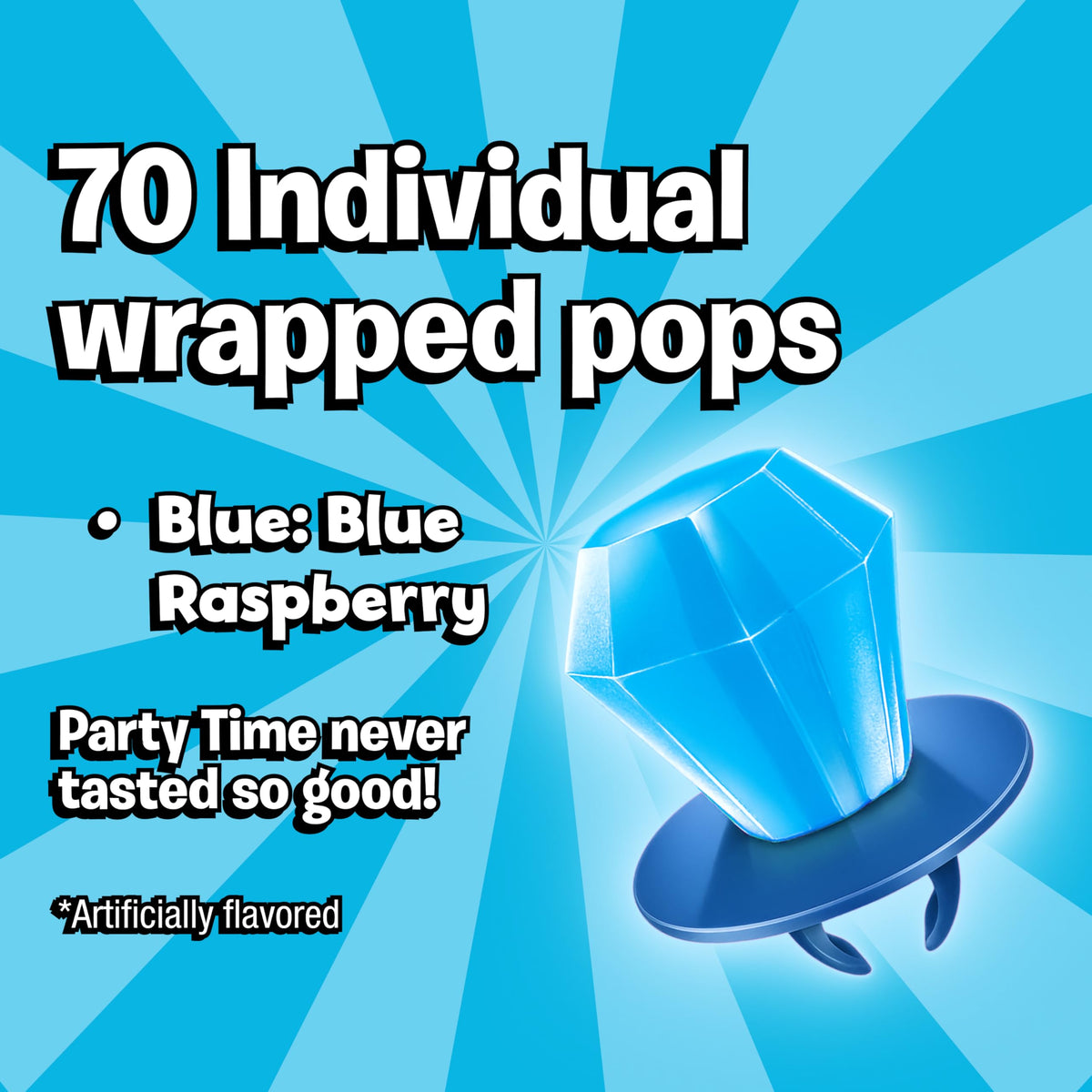 Ring Pop Colorfest Blue Raspberry Lollipops – 70 Count Bulk Wearable Candy Gems