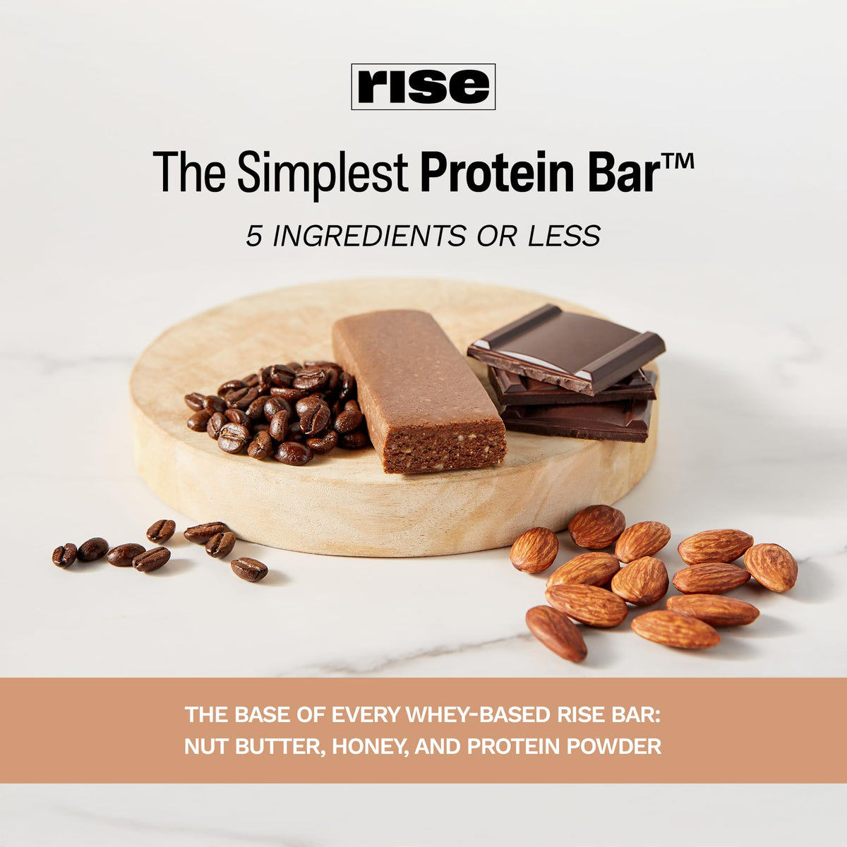 Rise Mocha Almond Whey Protein Bars | 15g Protein, 5 Ingredients, Gluten Free