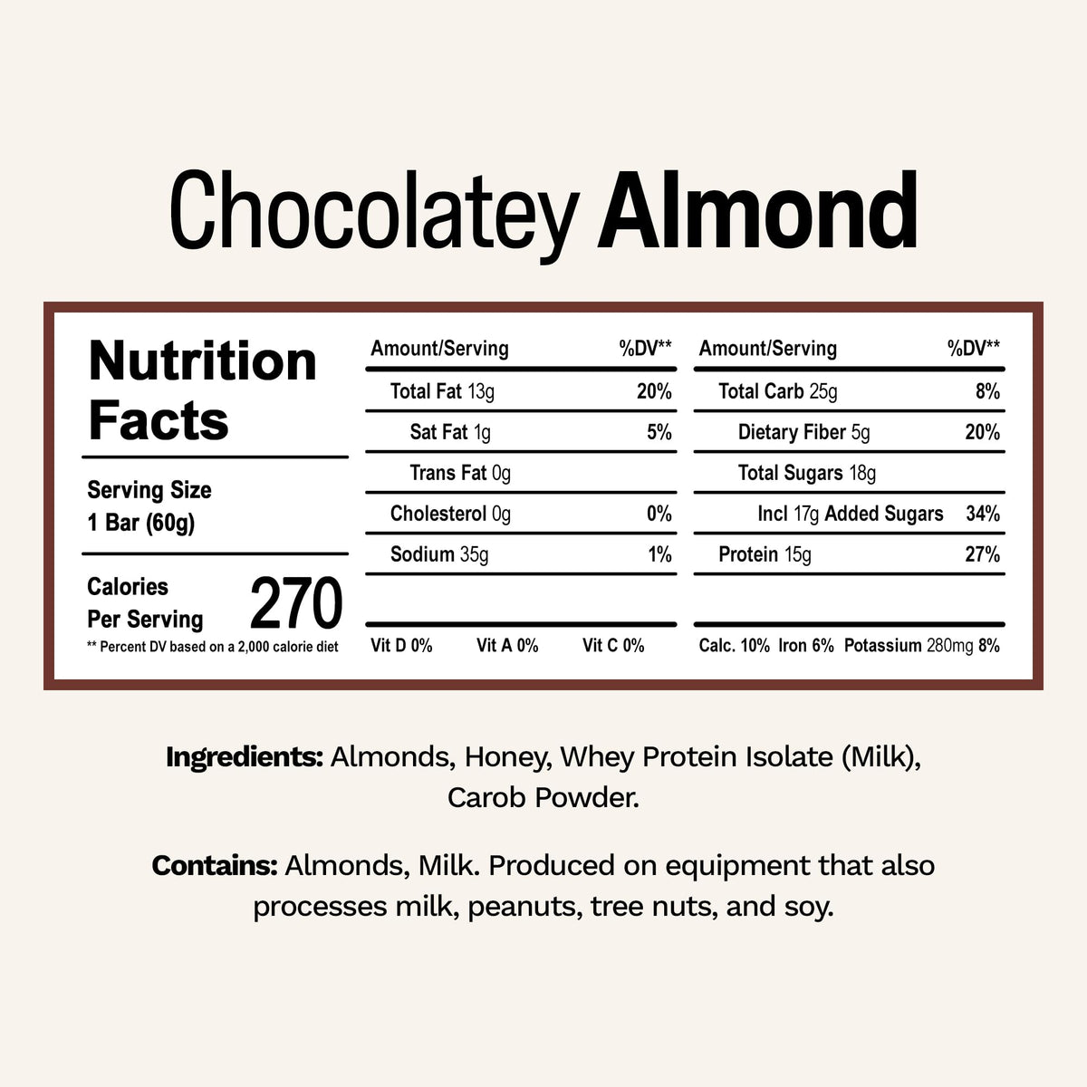 Rise Whey Protein Bars - Chocolatey Almond | 15g Protein, 4-Ingredient Gluten Free Snack