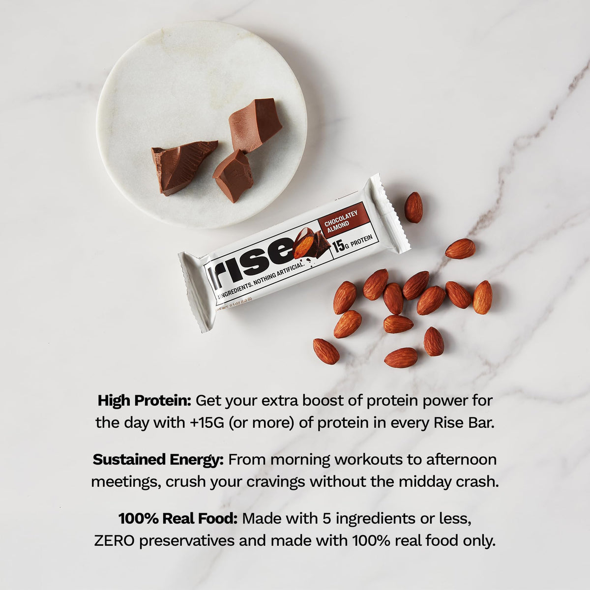 Rise Whey Protein Bars - Chocolatey Almond | 15g Protein, 4-Ingredient Gluten Free Snack