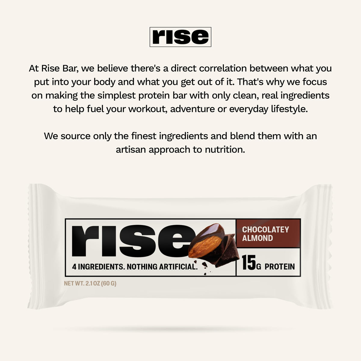Rise Whey Protein Bars - Chocolatey Almond | 15g Protein, 4-Ingredient Gluten Free Snack