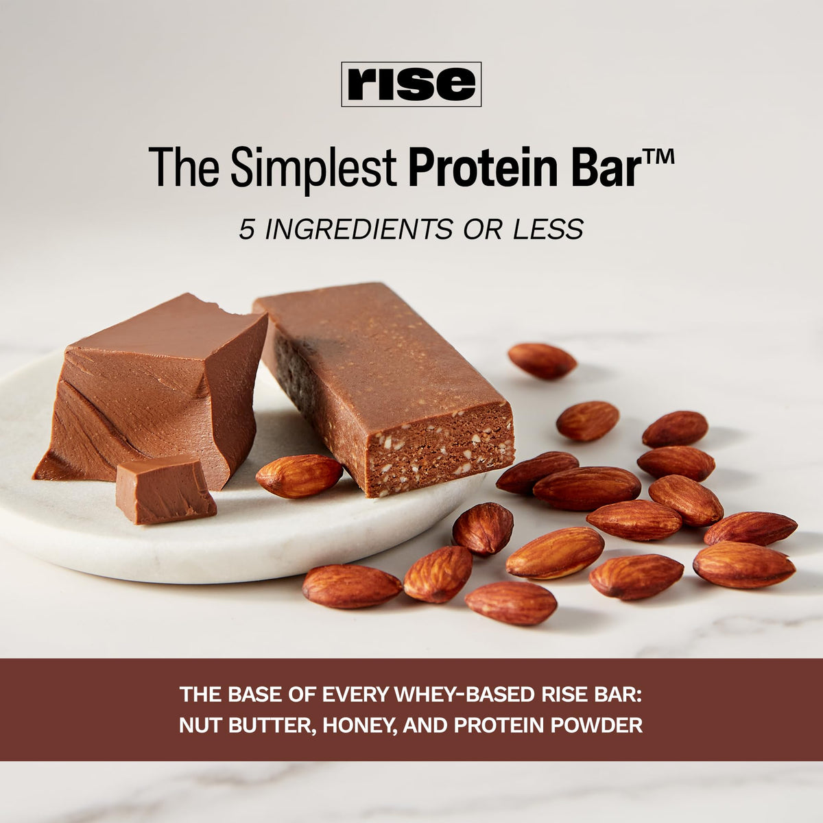 Rise Whey Protein Bars - Chocolatey Almond | 15g Protein, 4-Ingredient Gluten Free Snack