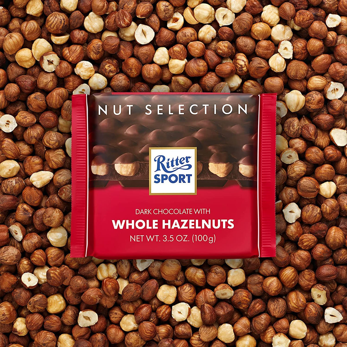 Ritter Sport Nut Class Dark with Whole Hazelnuts – 3.5 oz Bars (10-Pack) Gift