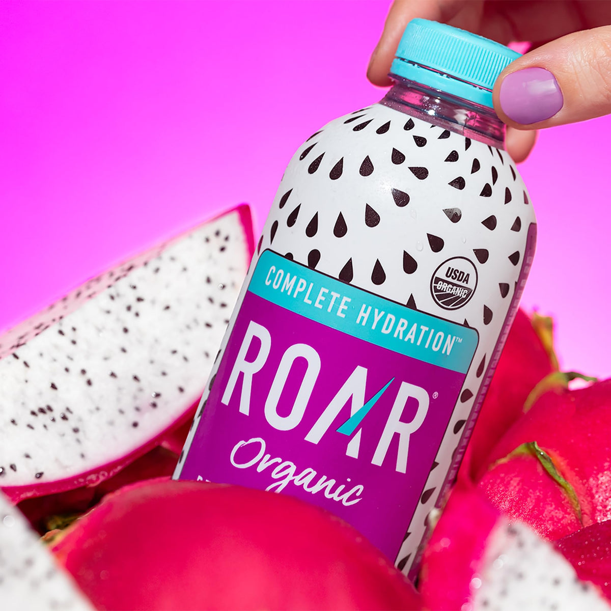 ROAR Complete Hydration Organic – Dragonfruit Punch Electrolyte Drink with Vitamin C, B5, B12 | Non-GMO, Gluten Free – 12 Pack