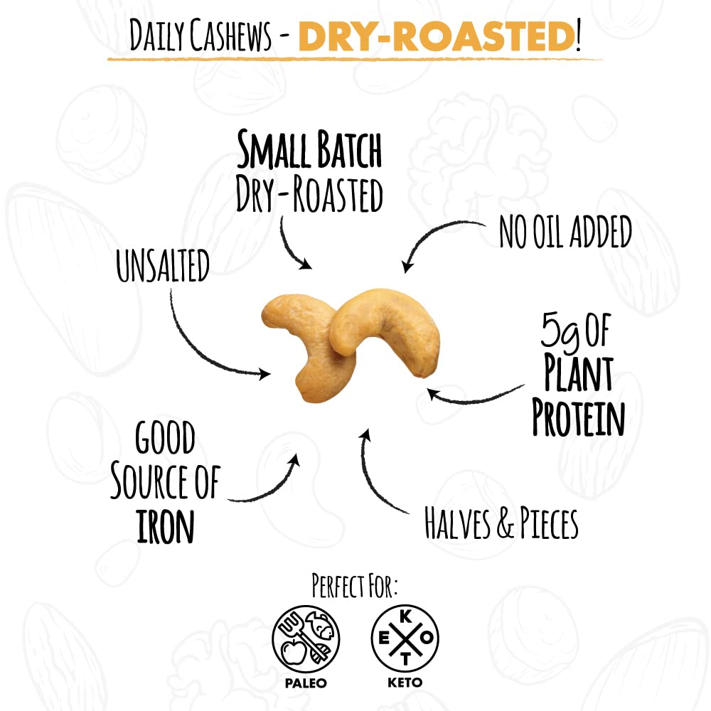 Roastery Coast Just Cashews Unsalted – 24-Pack, 1oz Each | Non-GMO, Gluten Free, Kosher