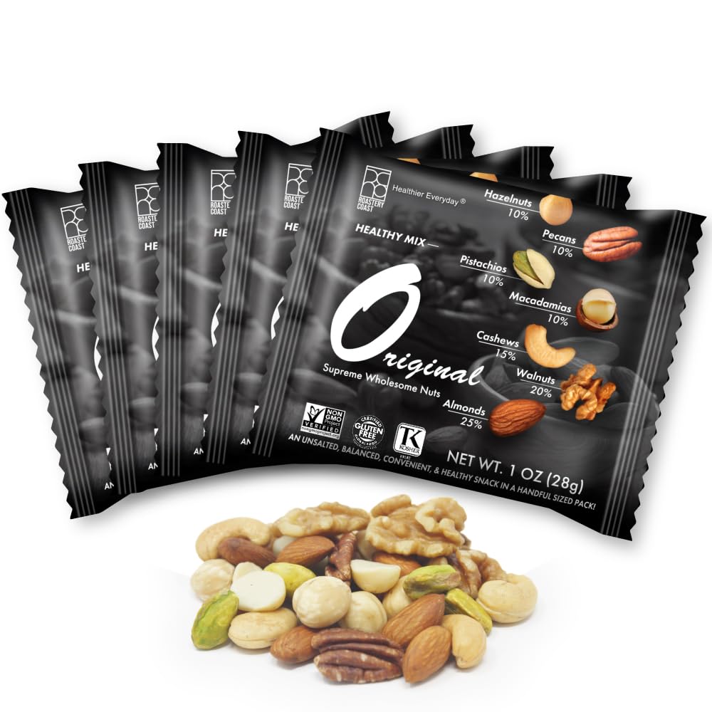 Roastery Coast Mixed Nuts Variety Pack – Unsalted, No Peanuts, Individual Snack Packs