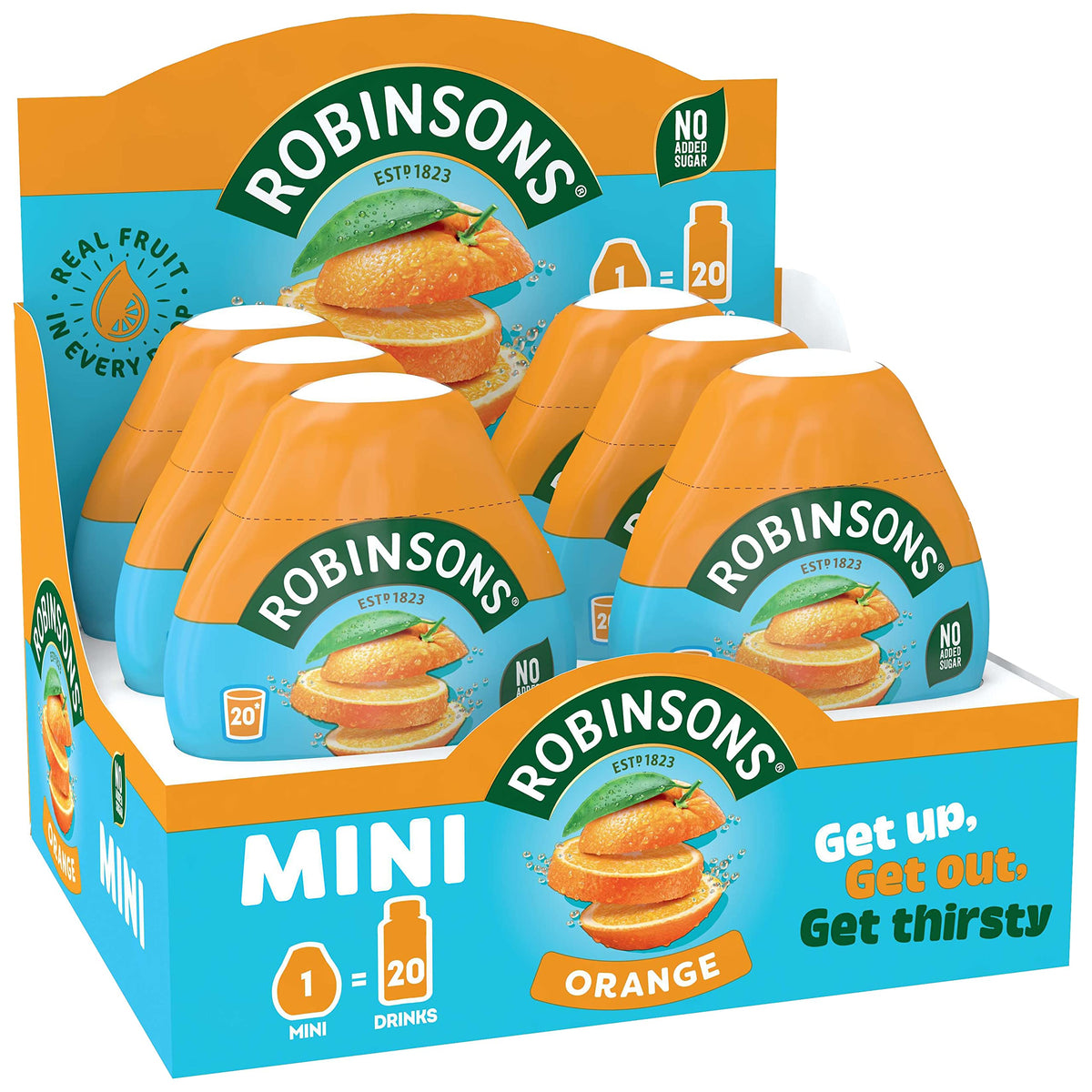 Robinsons Mini - No Added Sugar, Low Calorie Orange, 6 Count