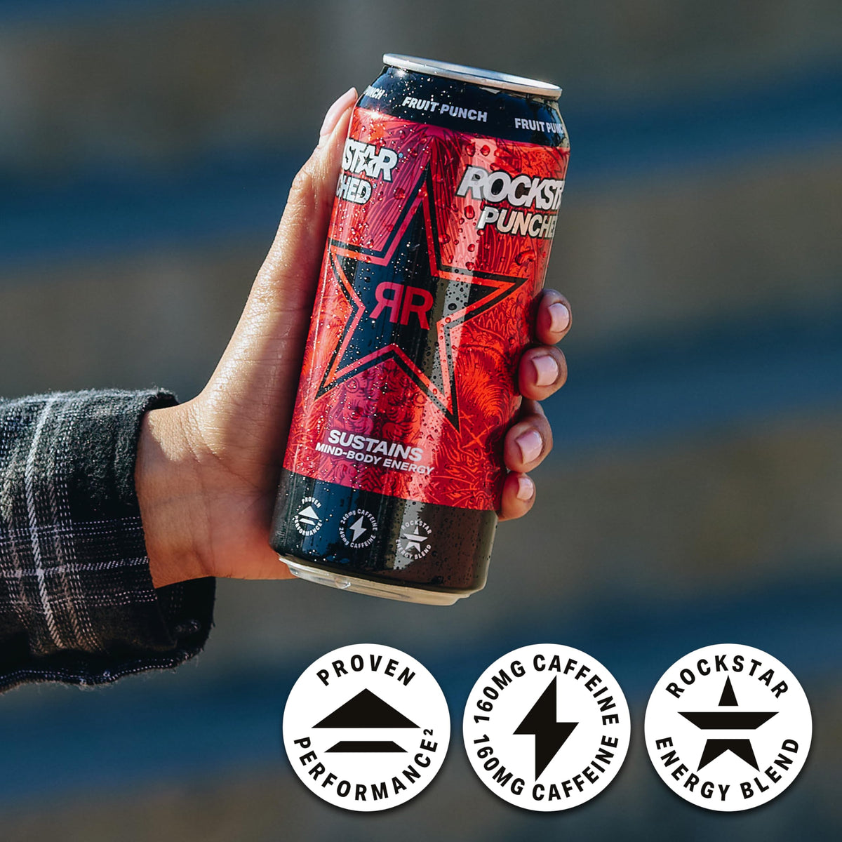 Rockstar Punched Energy Drink Fruit Punch - 16oz Cans (12-Pack) | Rockstar