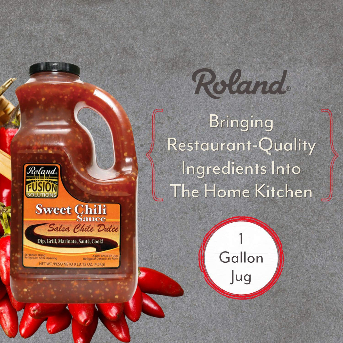 Roland Foods Fusion Sweet Chili Sauce – 1 Gallon Bottle for Dipping, Dressing, and Glazing