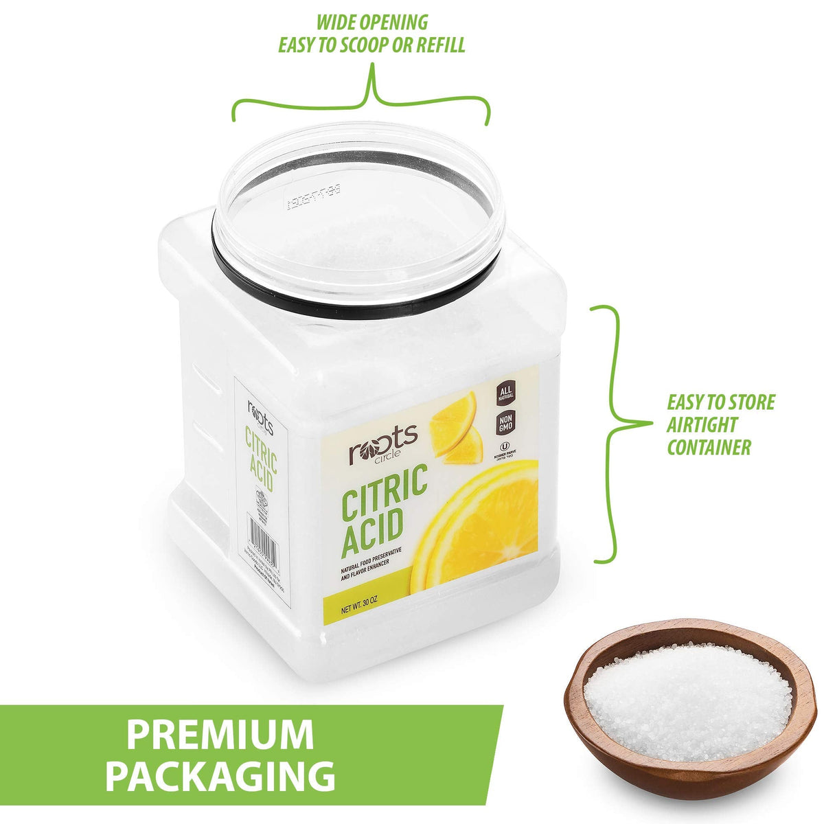 Roots Circle All-Natural Citric Acid | 2 Pack 3.75 lb | Kosher for Passover | Food-Grade for Cooking, Cleaning & DIY