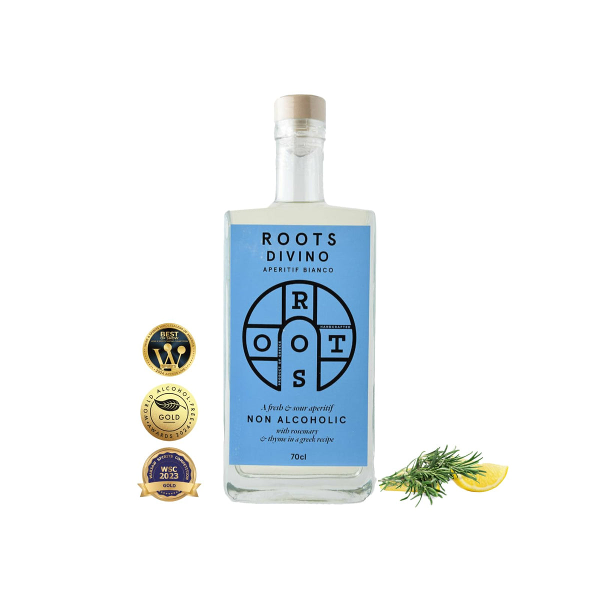 Roots Divino Bianco Non-Alcoholic Vermouth | Gold Award Winning Greek Zero-Proof Aperitif | 700ml