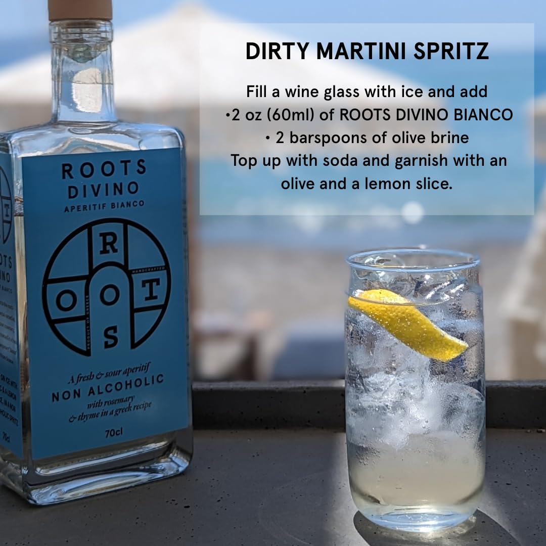 Roots Divino Bianco Non-Alcoholic Vermouth | Gold Award Winning Greek Zero-Proof Aperitif | 700ml