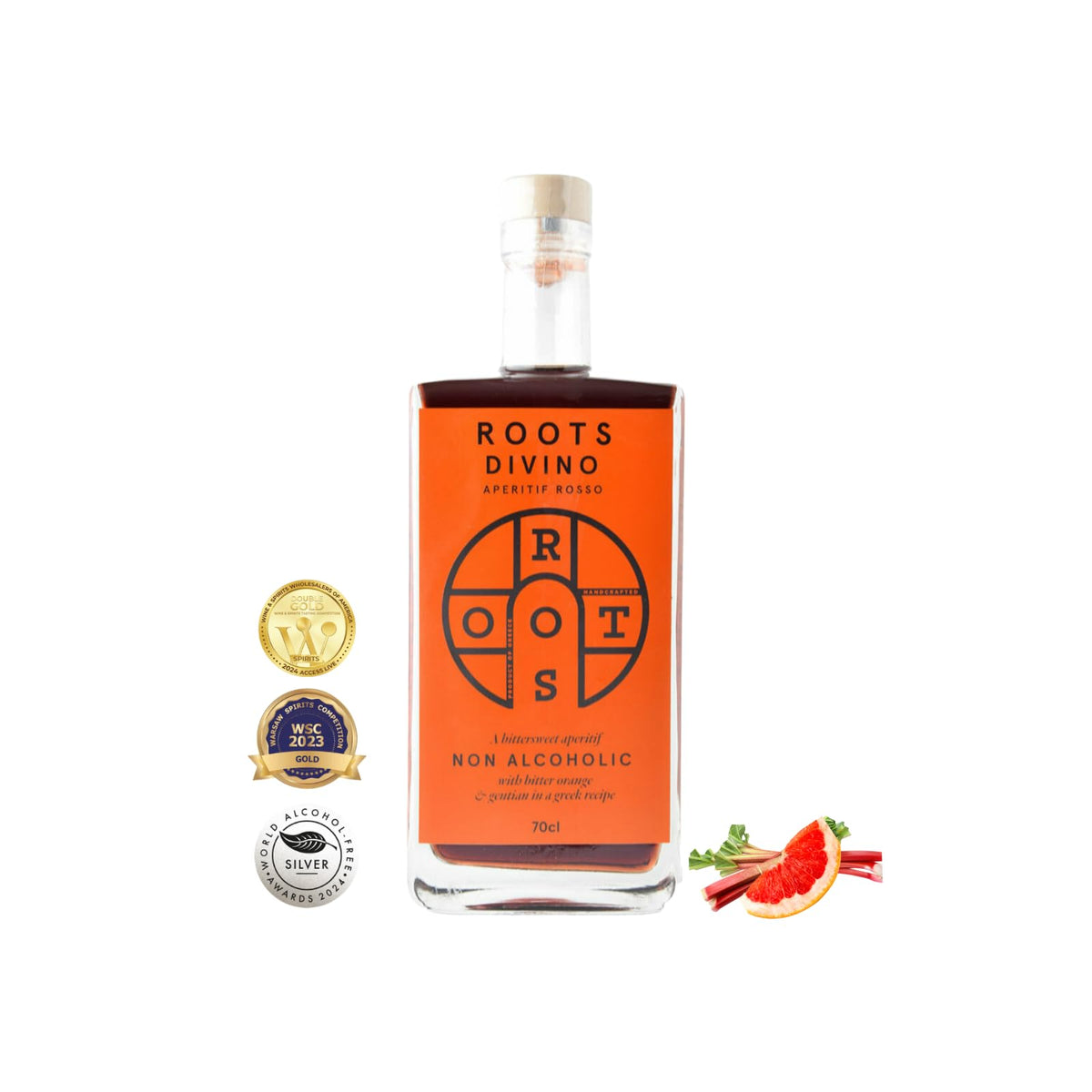Roots Divino Rosso Non-Alcoholic Vermouth | Greek Handcrafted Zero-Proof Aperitif (700ml)
