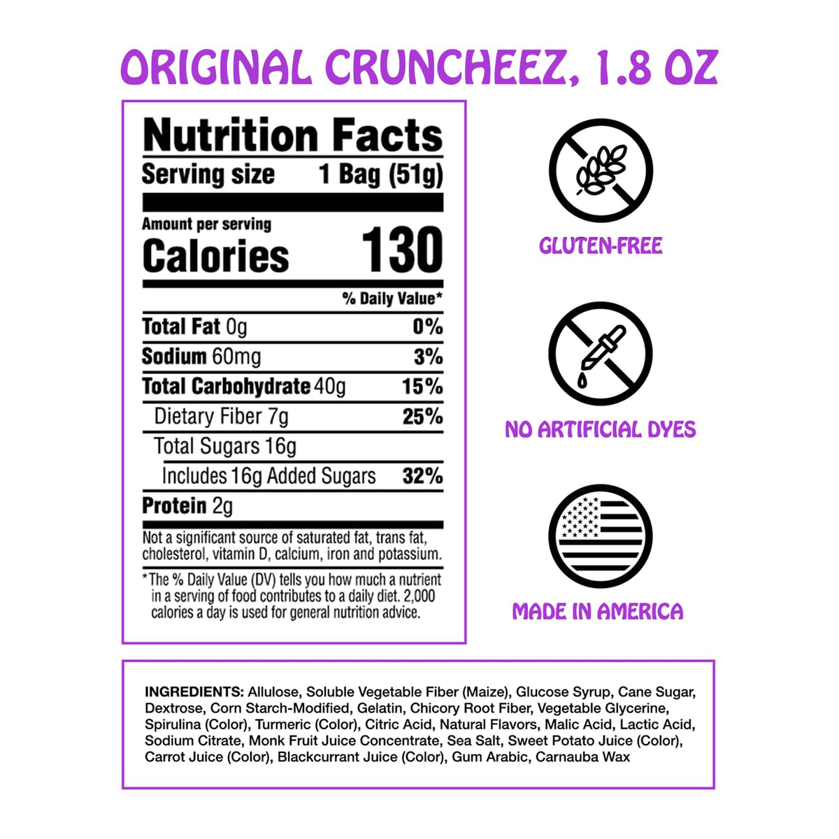 Rotten Original Gummy Cruncheez – Low Sugar, 5g Gut-Friendly Prebiotic Fiber, Gluten Free Candy (8-Pack)