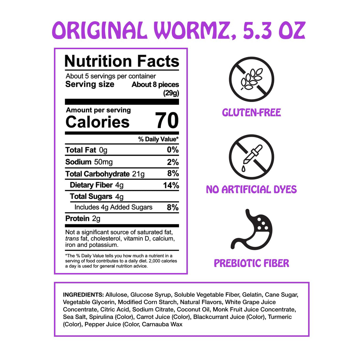 Rotten Original Gummy Worms – Low Sugar, 7g Prebiotic Fiber & 3g Protein, Gluten Free Candy – 5.3 oz Share Pack [4 Pack]