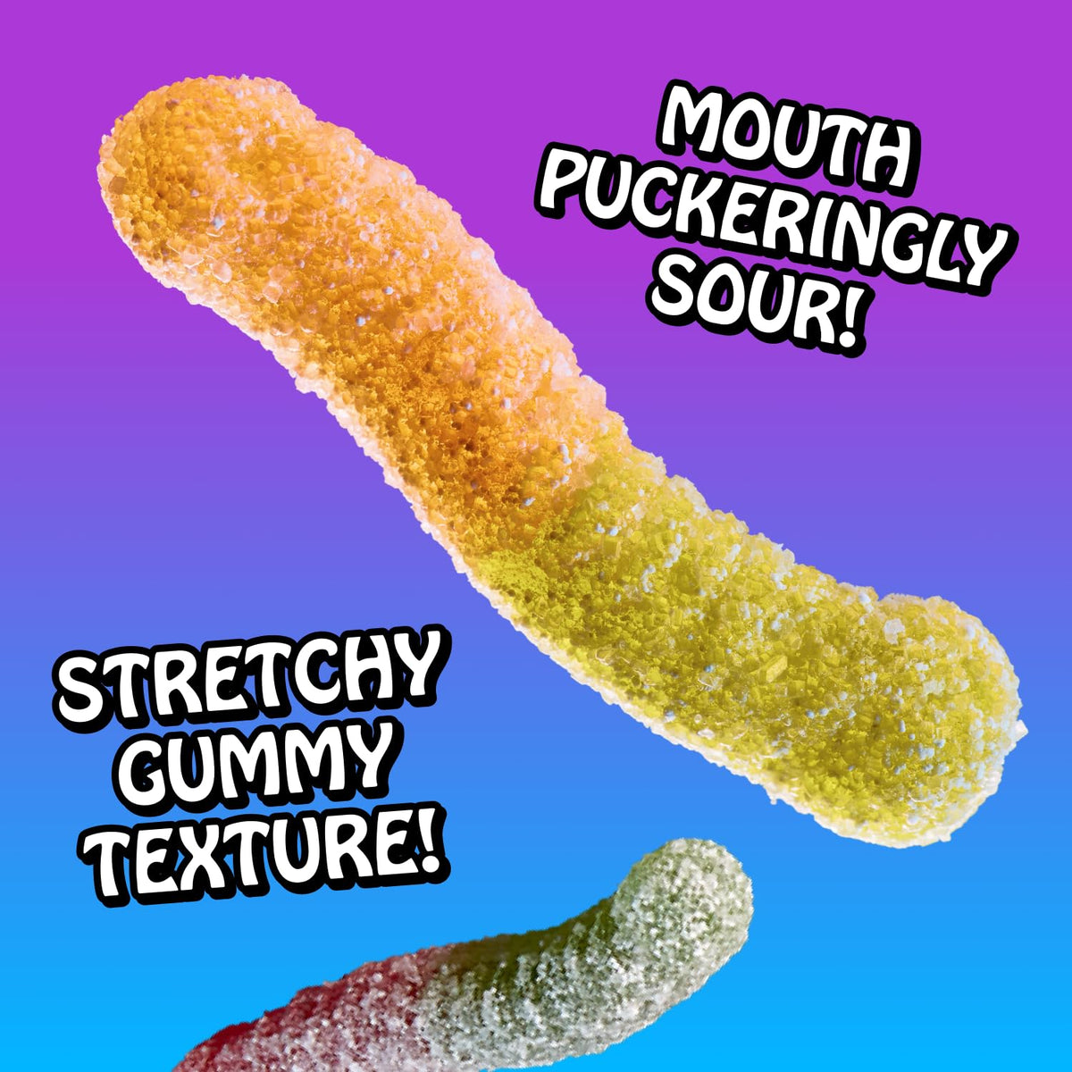 Rotten Sour Gummy Worms – Low Sugar, 7g Prebiotic Fiber, 3g Protein, Gluten Free Candy | 1.8 oz 8-Pack