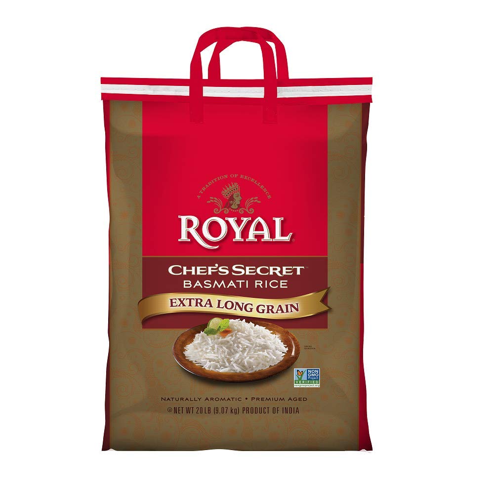 Royal Chef's Secret Basmati Rice - Premium Extra Long Grain White Rice (20 lb Bag)