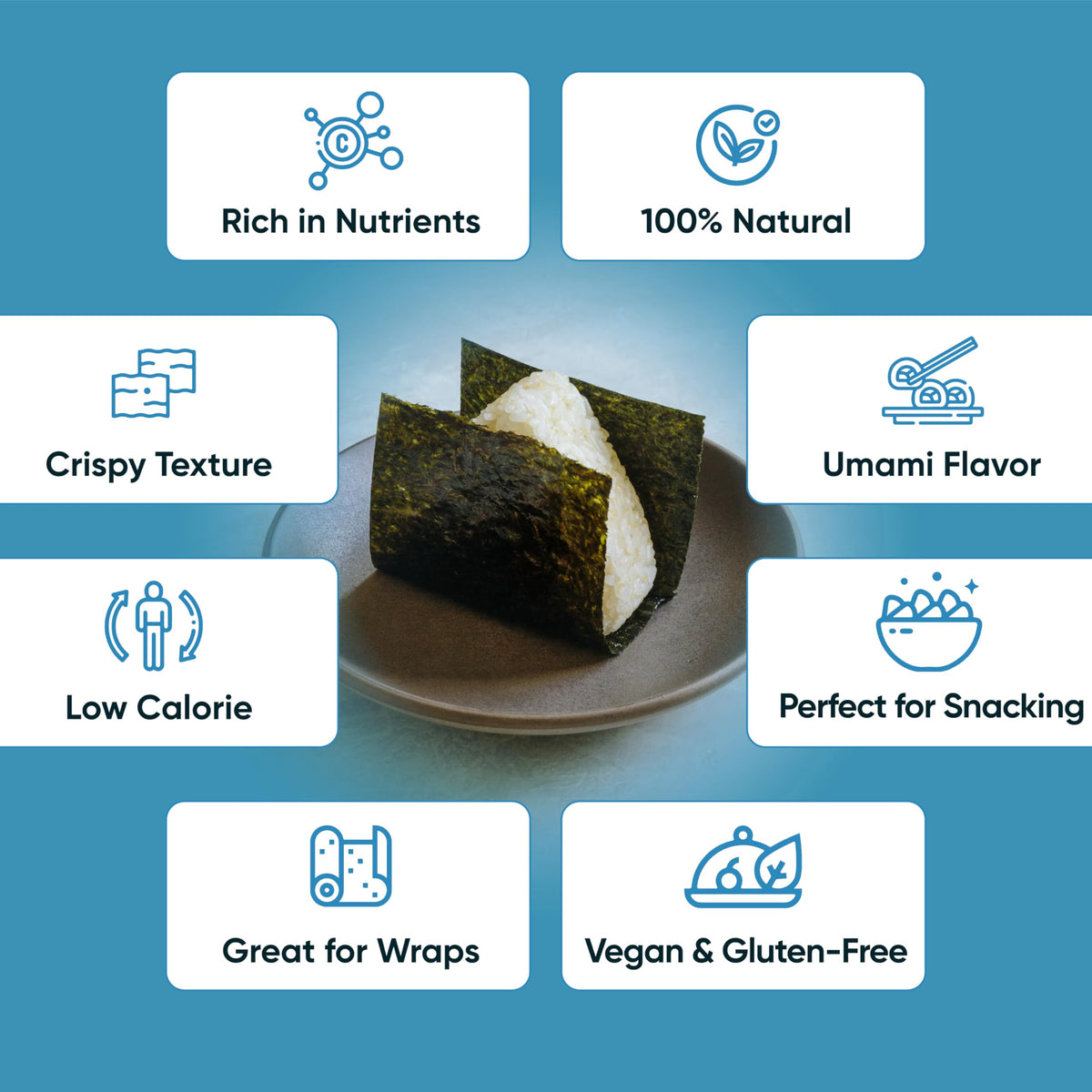 Royal Seafood Distribution RSD Onigiri Seaweed Sheets – 100 Premium Roasted Nori for Sushi & Onigiri