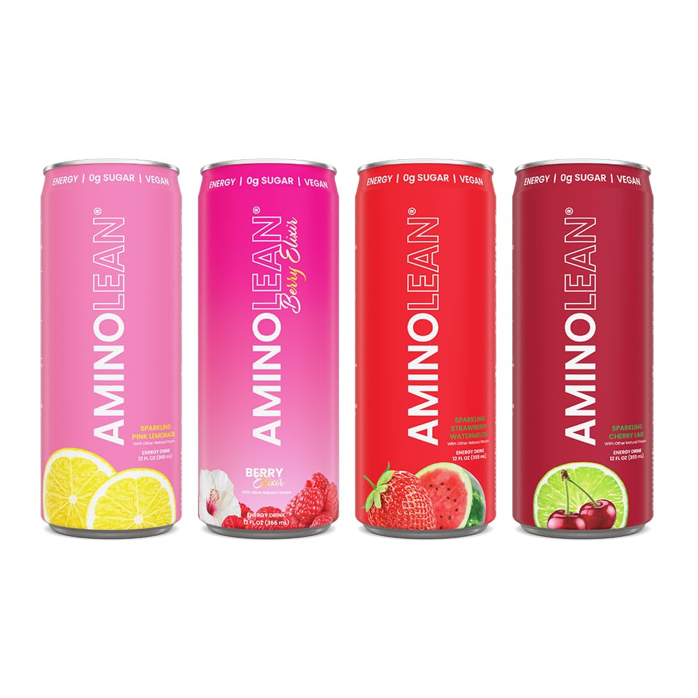 RSP NUTRITION AminoLean Energy Drink – Sugar Free, Natural Caffeine, Vegan Amino Acids (12 Pack)