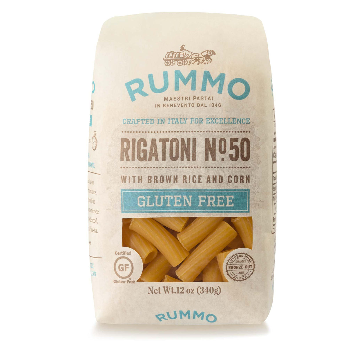 Rummo Gluten Free Rigatoni N.50 – Corn & Rice Pasta, Made in Italy (12 oz, Pack of 12)