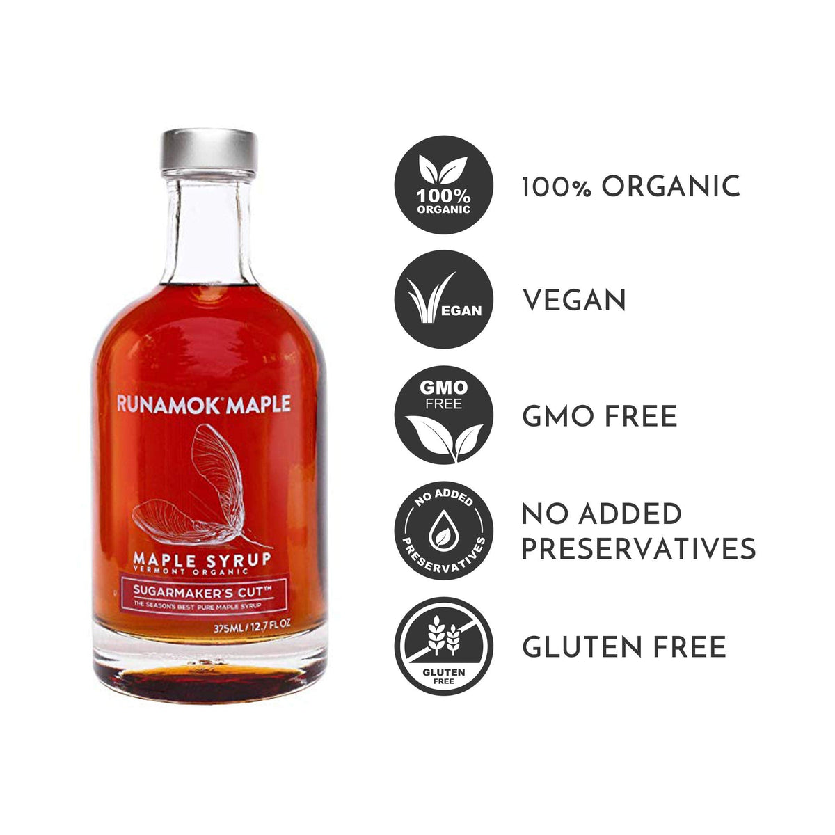Runamok Maple Syrup Organic Sugarmaker's Cut – Grade A Amber Vermont Pure Maple Syrup, 25.36 fl oz