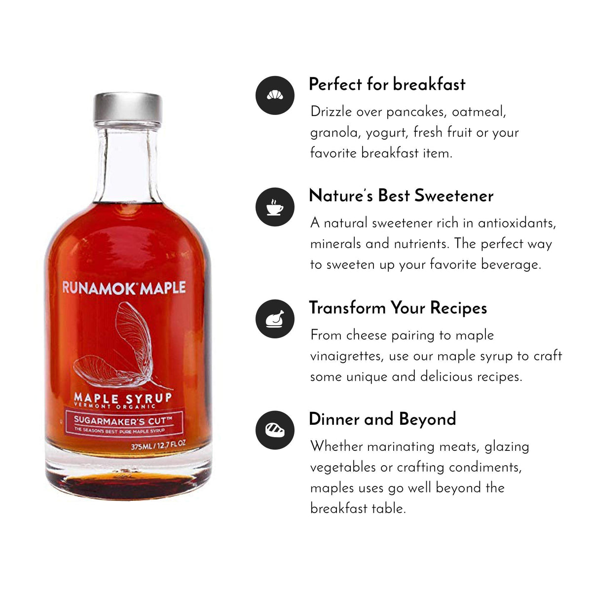 Runamok Maple Syrup Organic Sugarmaker's Cut – Grade A Amber Vermont Pure Maple Syrup, 25.36 fl oz
