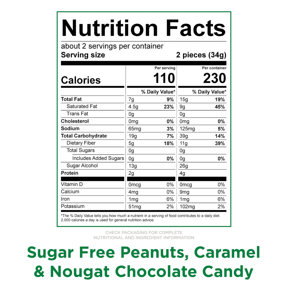 Russell Stover Sugar Free Peanut, Caramel & Nougat Chocolate Candy – 2.4 oz Bag (Pack of 10)