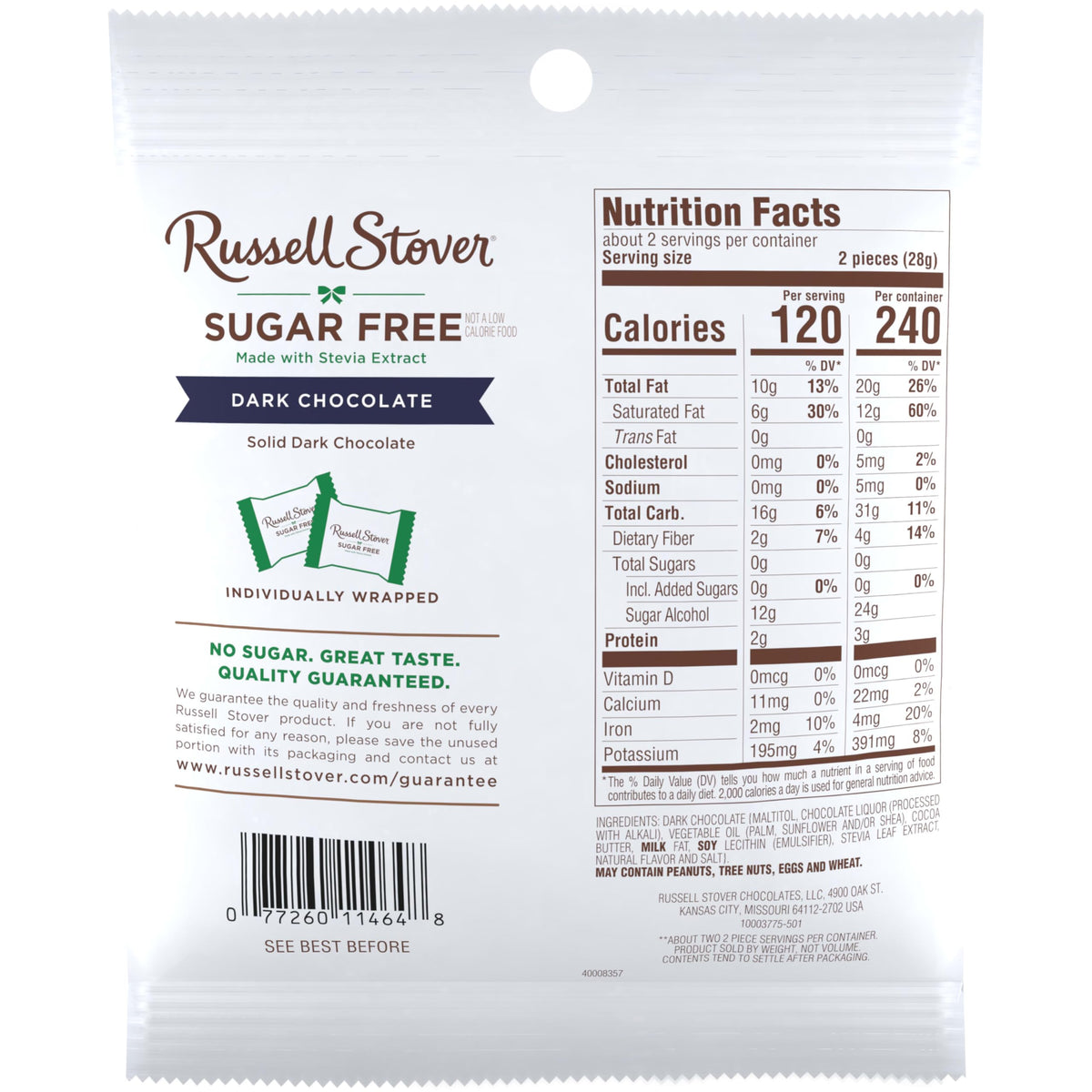 Russell Stover Sugar Free Dark Chocolate Medallions – 2 oz Bag (Pack of 10)