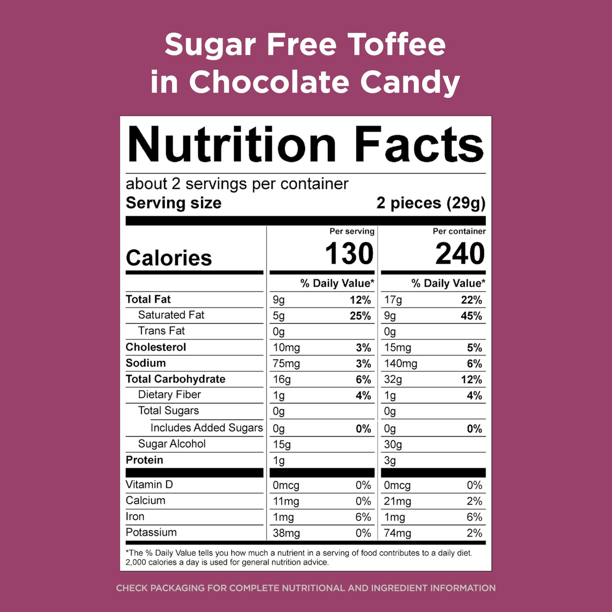 RUSSELL STOVER Sugar Free Toffee Squares in Chocolate Candy – 2 oz Bag (Pack of 10)