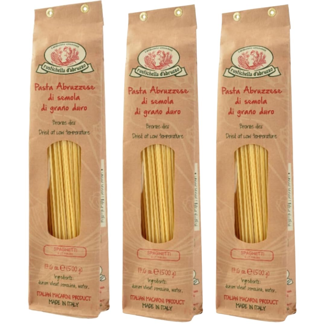 Rustichella d'Abruzzo Spaghetti (Pack of 3) 500g Each - Classic Italian Long Pasta