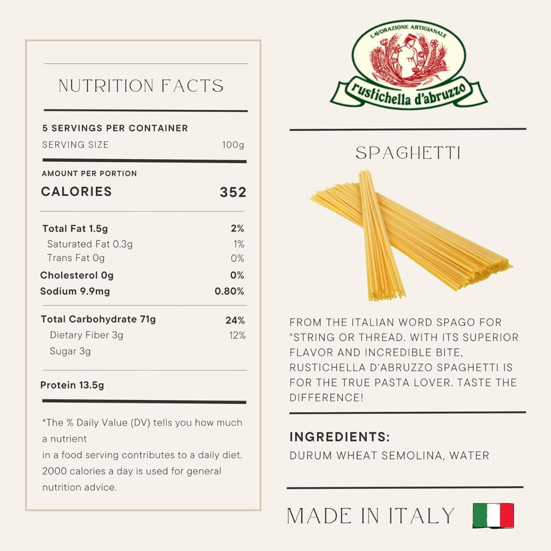 Rustichella d'Abruzzo Spaghetti (Pack of 3) 500g Each - Classic Italian Long Pasta