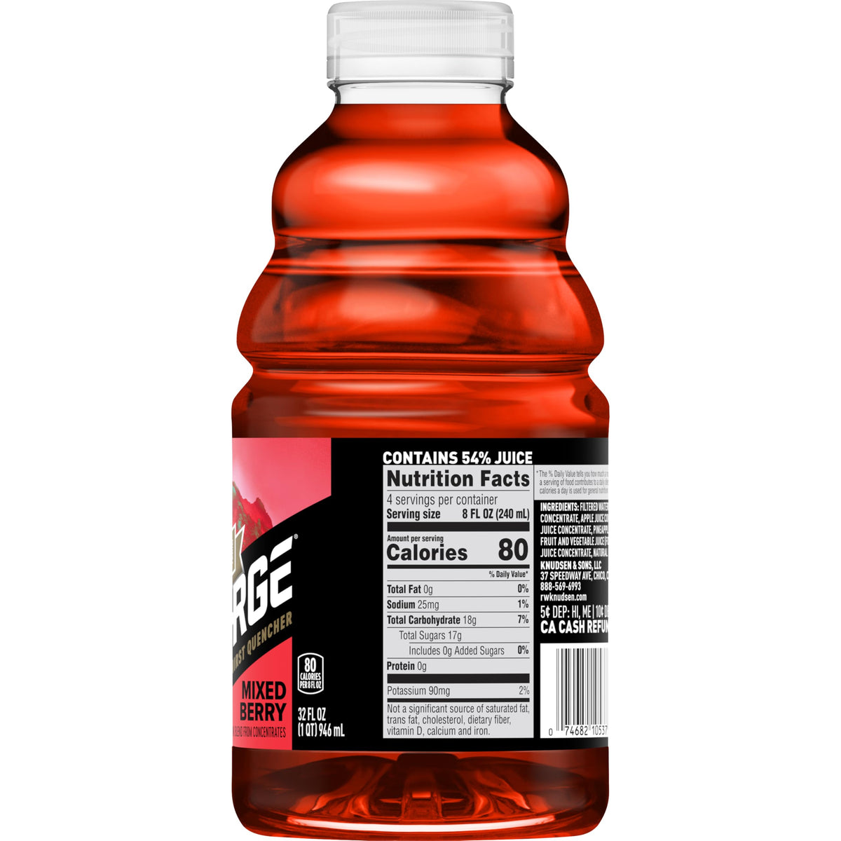 R.W. Knudsen Recharge Mixed Berry Sports Drink with Electrolytes - 32 fl oz (Pack of 6)