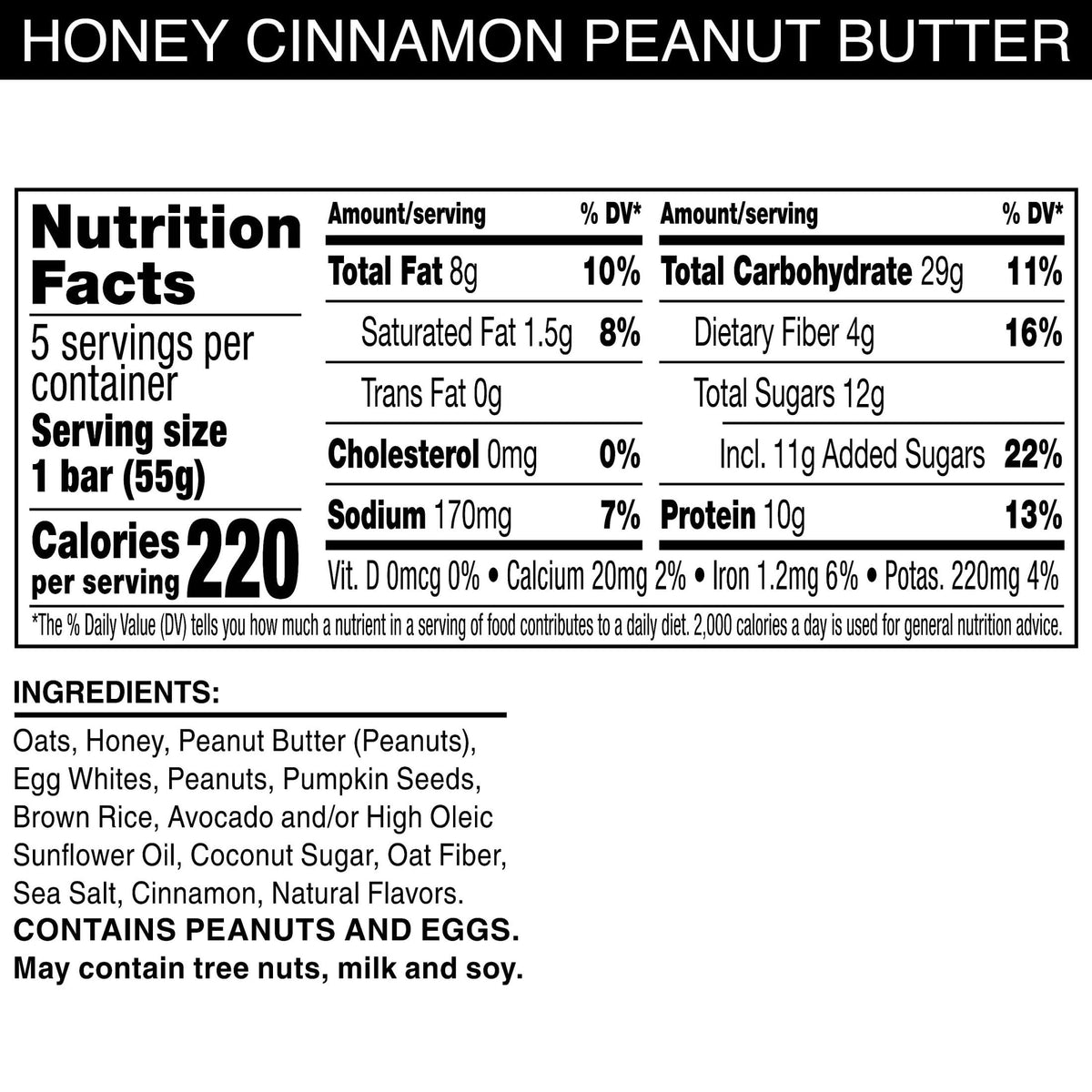 RXBAR Nut Butter and Oat Protein Bars – Honey Cinnamon Peanut Butter (6 Boxes, 30 Bars) | 10g Protein | Gluten Free