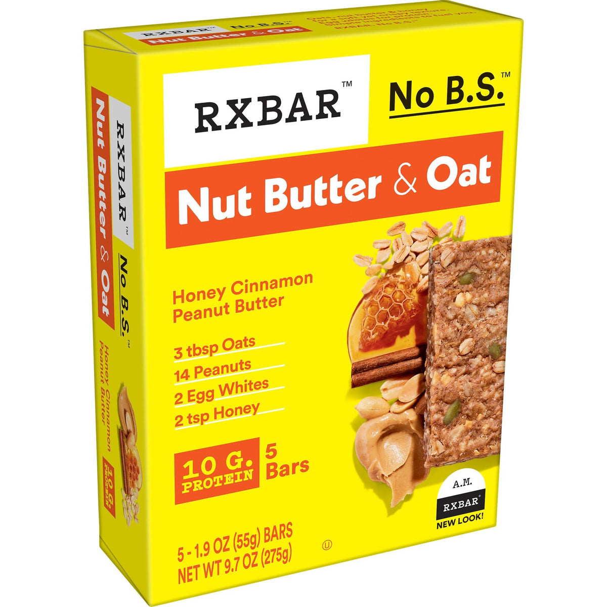 RXBAR Nut Butter and Oat Protein Bars – Honey Cinnamon Peanut Butter (6 Boxes, 30 Bars) | 10g Protein | Gluten Free