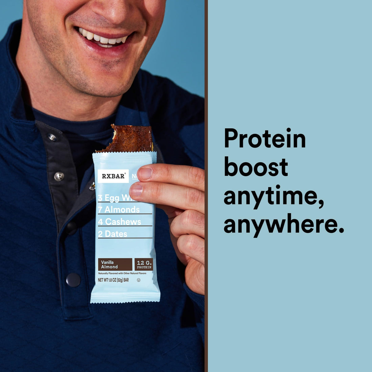 RXBAR Vanilla Almond Protein Bars – 22oz Box (12 Bars) | 12g Protein, Gluten Free