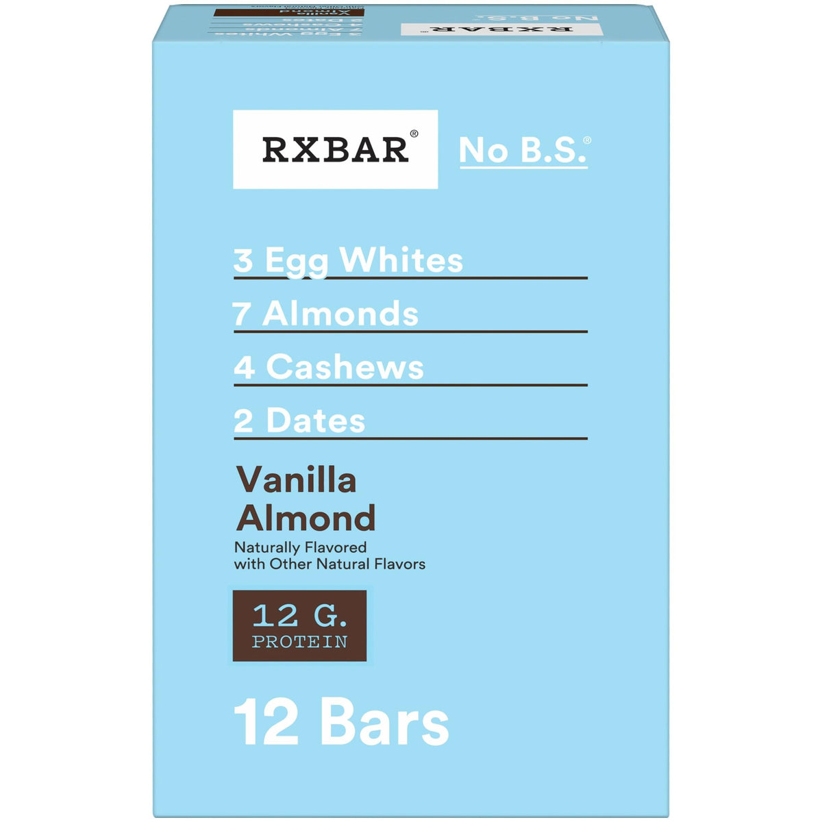 RXBAR Vanilla Almond Protein Bars – 22oz Box (12 Bars) | 12g Protein, Gluten Free