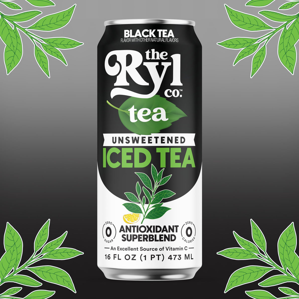 Ryl Iced Tea Unsweetened Black – Zero Sugar, Zero Calorie, 12-Pack | The Ryl Co