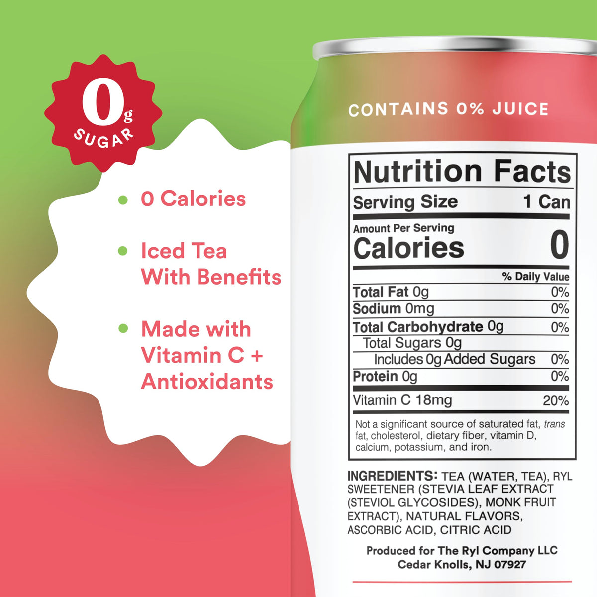 Ryl Iced Tea Watermelon – Zero Sugar, Low Calorie, Antioxidant Boost | The Ryl Co