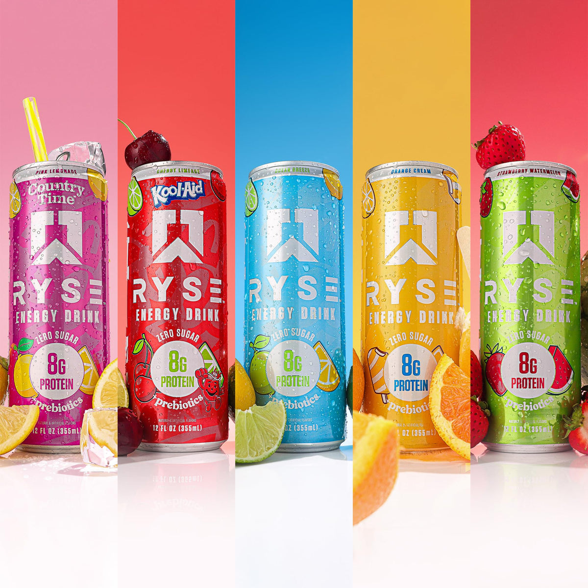RYSE Functional Energy Drink Variety Pack – 12 Cans | 150mg Caffeine, 8g Protein, 1g Prebiotics, Sugar Free