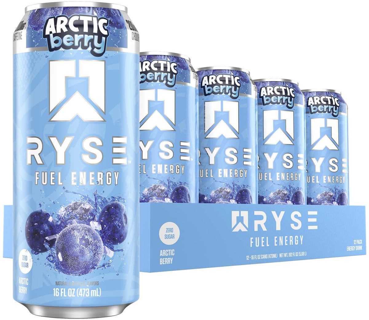 RYSE Fuel Energy Drink Arctic Berry – Sugar Free, 200mg Caffeine, Vegan & Gluten Free (12-Pack)