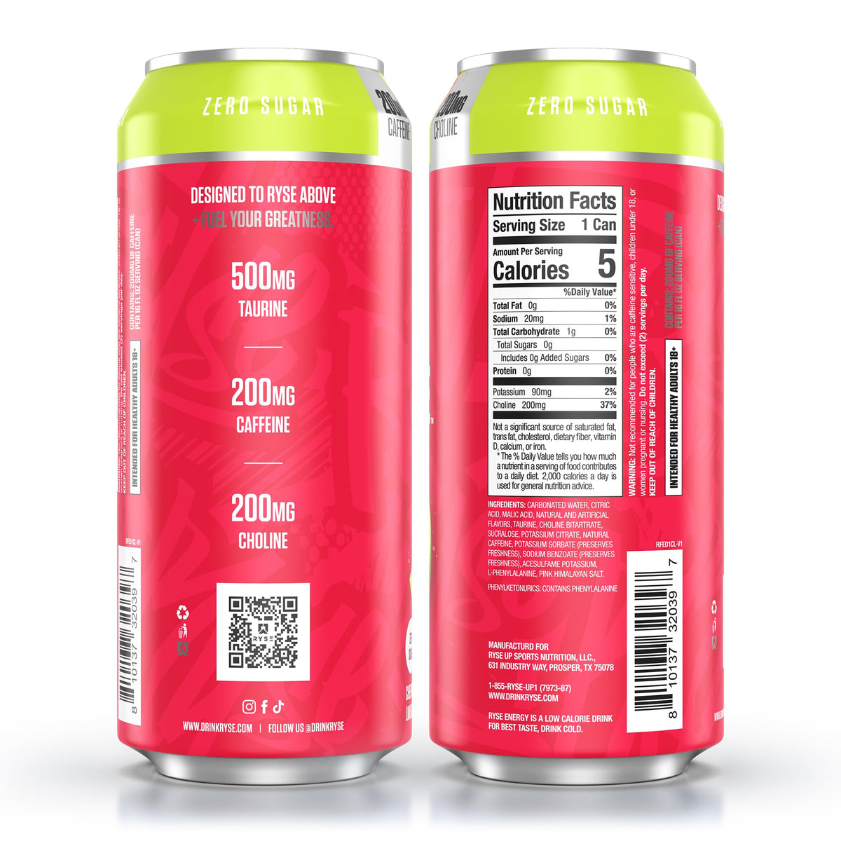 RYSE Fuel Energy Drink – Cherry Limeade | Sugar Free, Vegan, Gluten Free | 200mg Caffeine