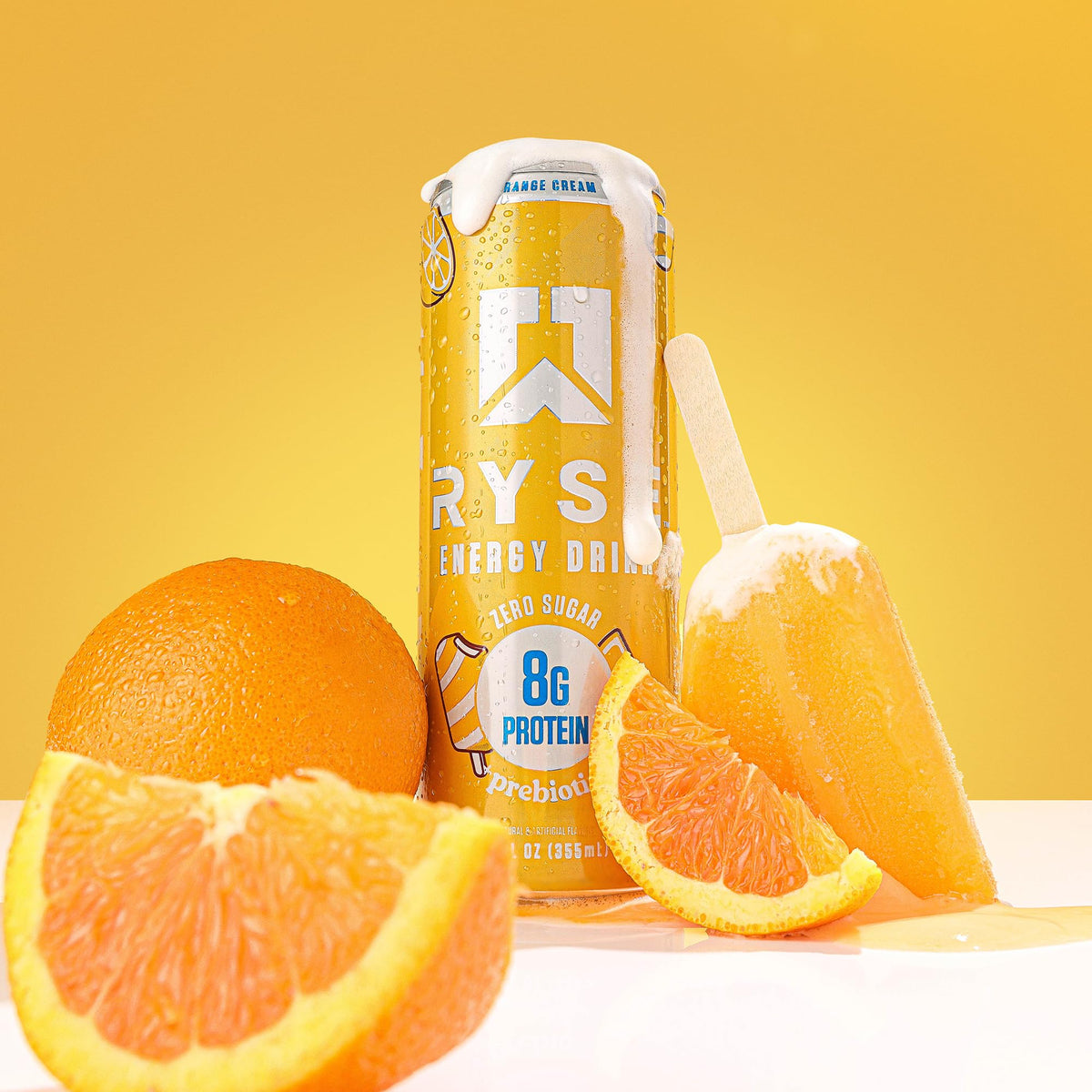 RYSE Functional Energy Drink - Orange Cream | 150mg Caffeine, 8g Protein, 1g Prebiotics | Sugar Free, Gut-Friendly | 12 fl oz Cans (12-Pack)