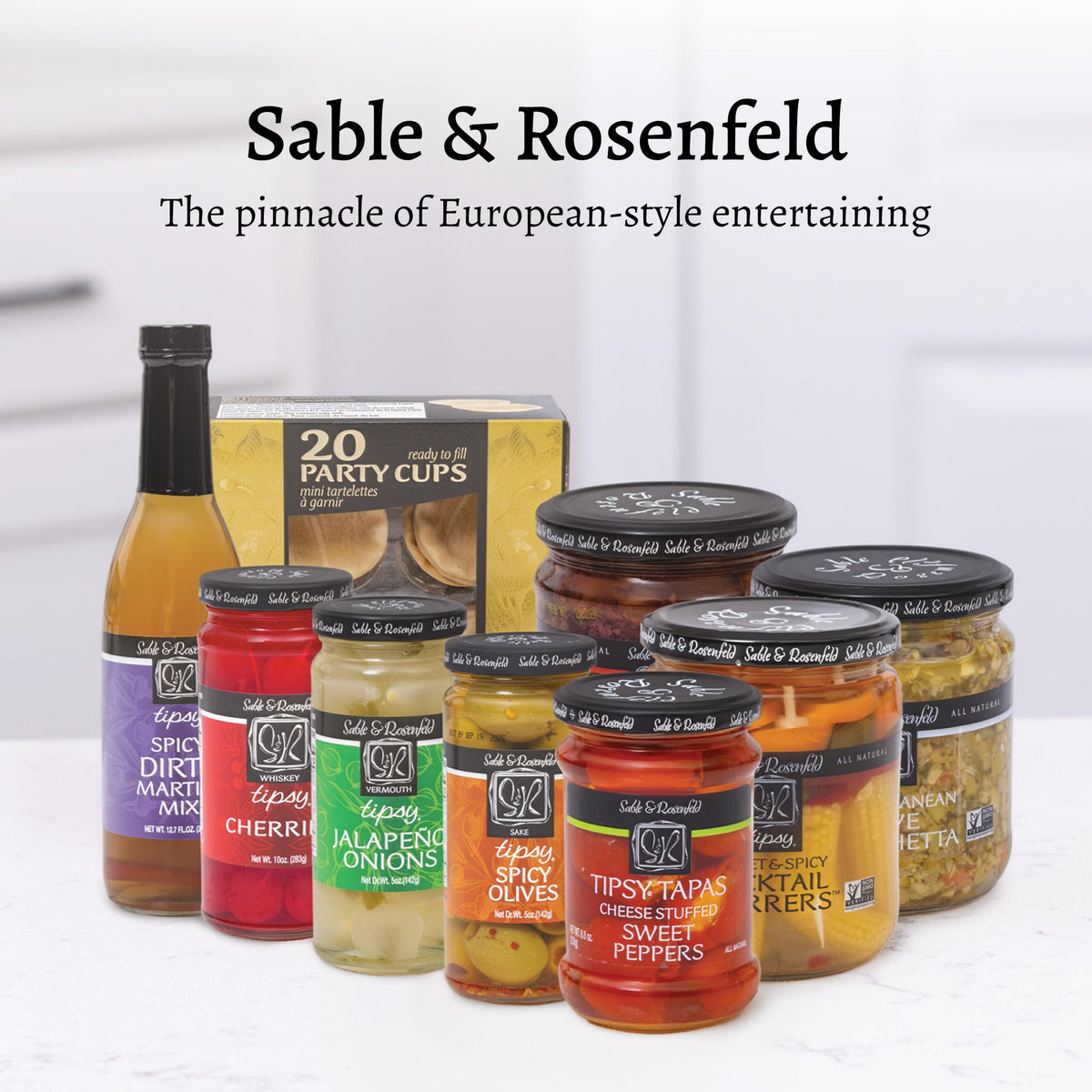 Sable & Rosenfeld Vermouth Tipsy Onions – Gourmet Pickled Silverskin Onions for Martinis & Cocktails, 10.9 oz (Pack of 6)