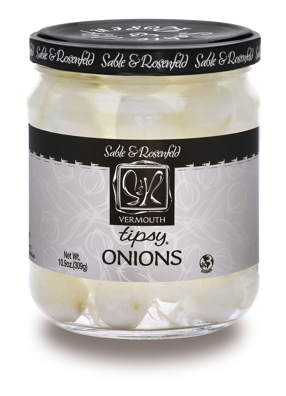 Sable & Rosenfeld Vermouth Tipsy Onions – Gourmet Pickled Silverskin Onions for Martinis & Cocktails, 10.9 oz (Pack of 6)